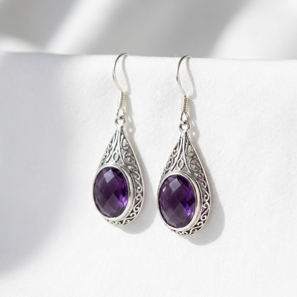 Purple Gemstone Earrings